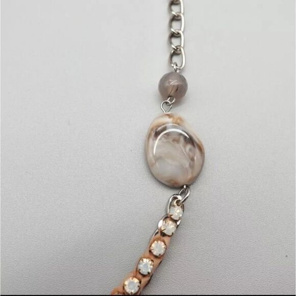 LOFT Necklace Rhinestone Chain Multicolor Station Beads 26" Costume Jewelry - Picture 6 of 16